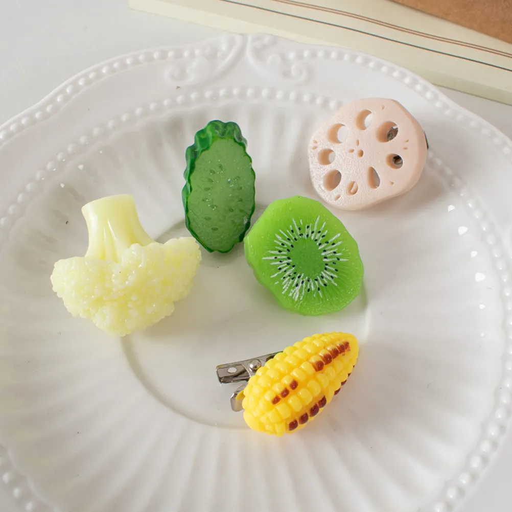 20Pcs 과일 야채 머리핀 시뮬레이션 된 음식 재미 있은 헤어 클립 여자를위한..