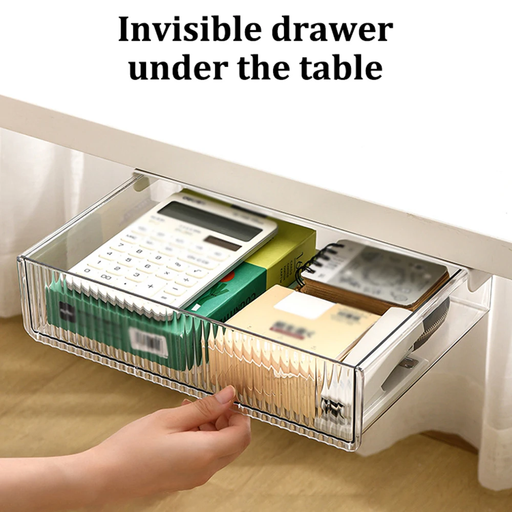 Storage Box Under Desk Storage Rack Office Bedroom Desk Stationery Invisible Drawer