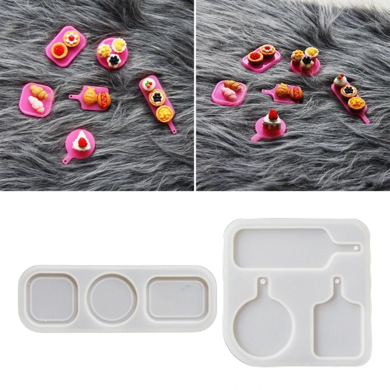 

Unique Trays Mini Food Play Tray Silicone Mold Round Square Pendant Mold for DIY Keychain Jewelry Food Drink Epoxy Molds