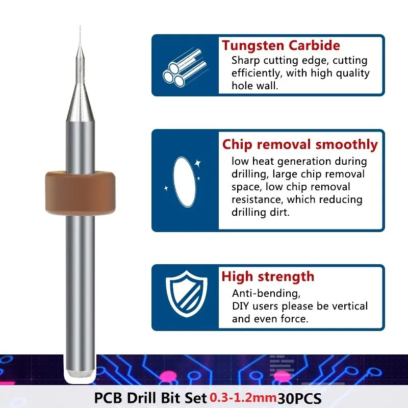 XCAN PCB 드릴 비트 50pcs 드릴링 PCB 회로 기판에 대 한 0.3-1.2mm 초경 드릴 비트 1/8 ''생크 마이크로 건 드릴