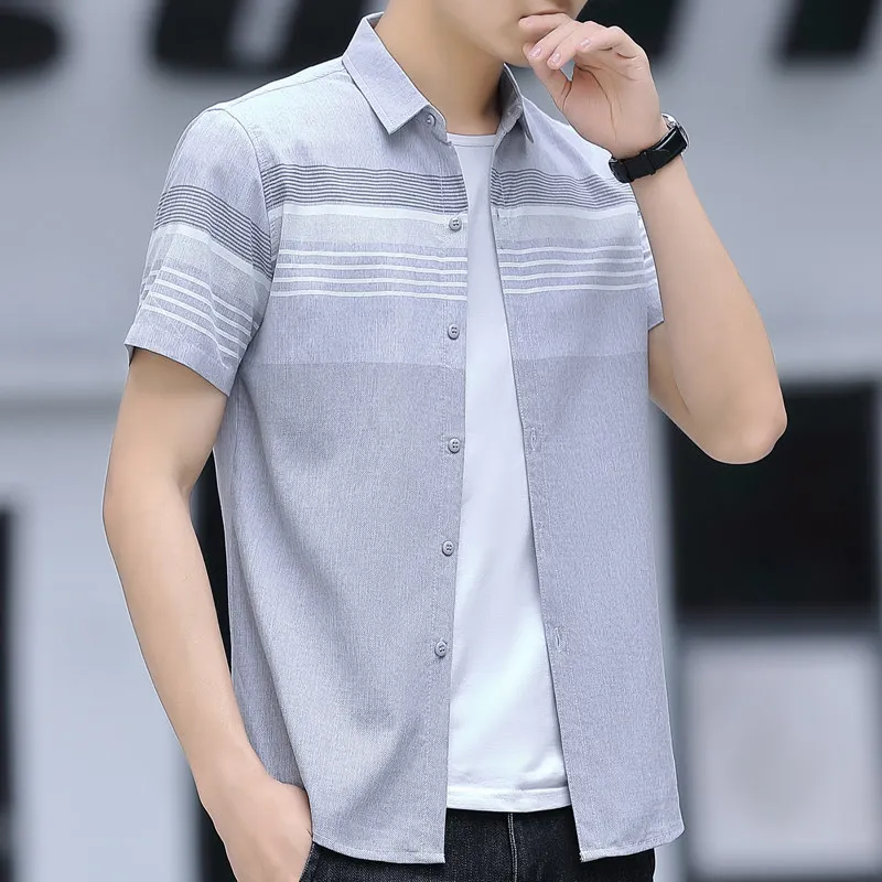 Blouse Streetdress Summer Fashion Shirts Korean Popular Clothes Streetwear Male Men's Clothing Long Sleeve Hombre Smart Casual