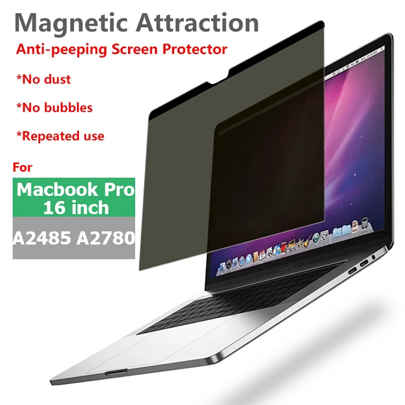Privacy Screen Protector Attrazione Magnetica Anti Scratch Laptop Skin Per 2021 2023 Macbook Pro 16 Pollici M1 M2 Chip A2485 A2780