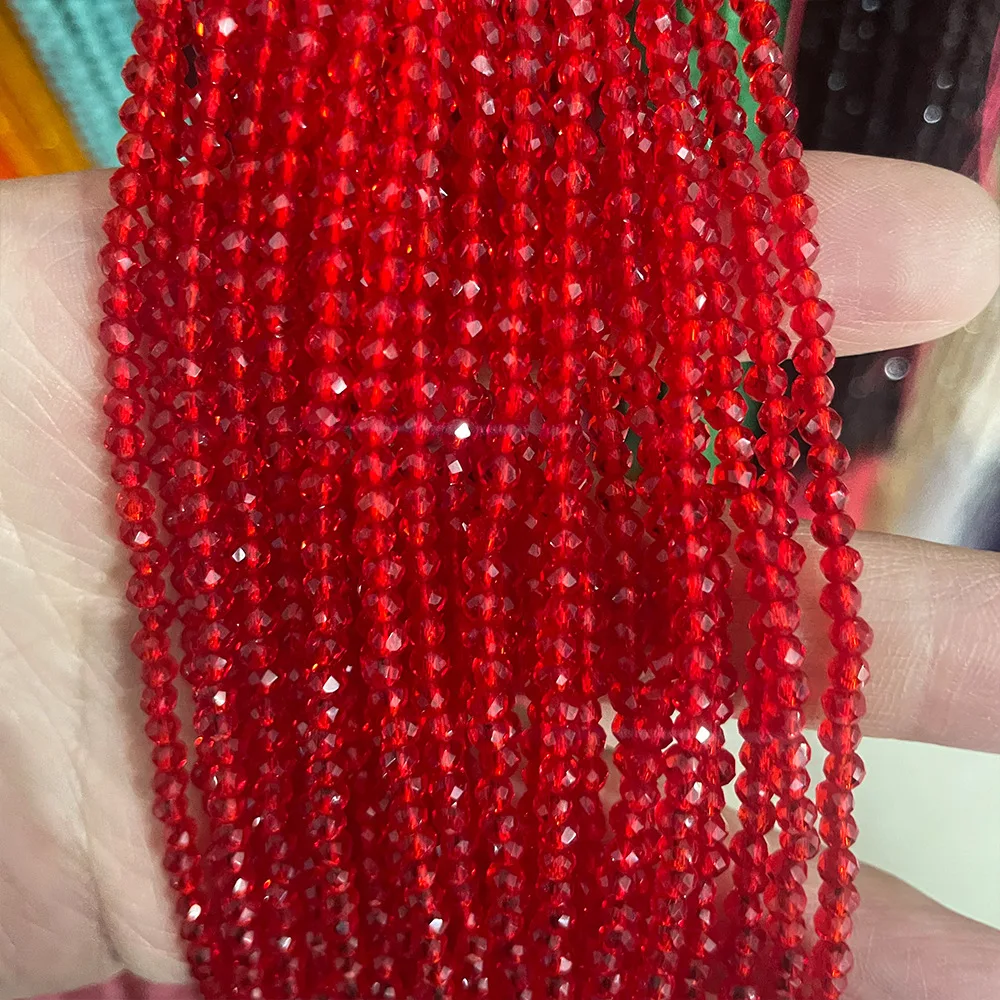 Faceted Crystal Glass Small Round Beads