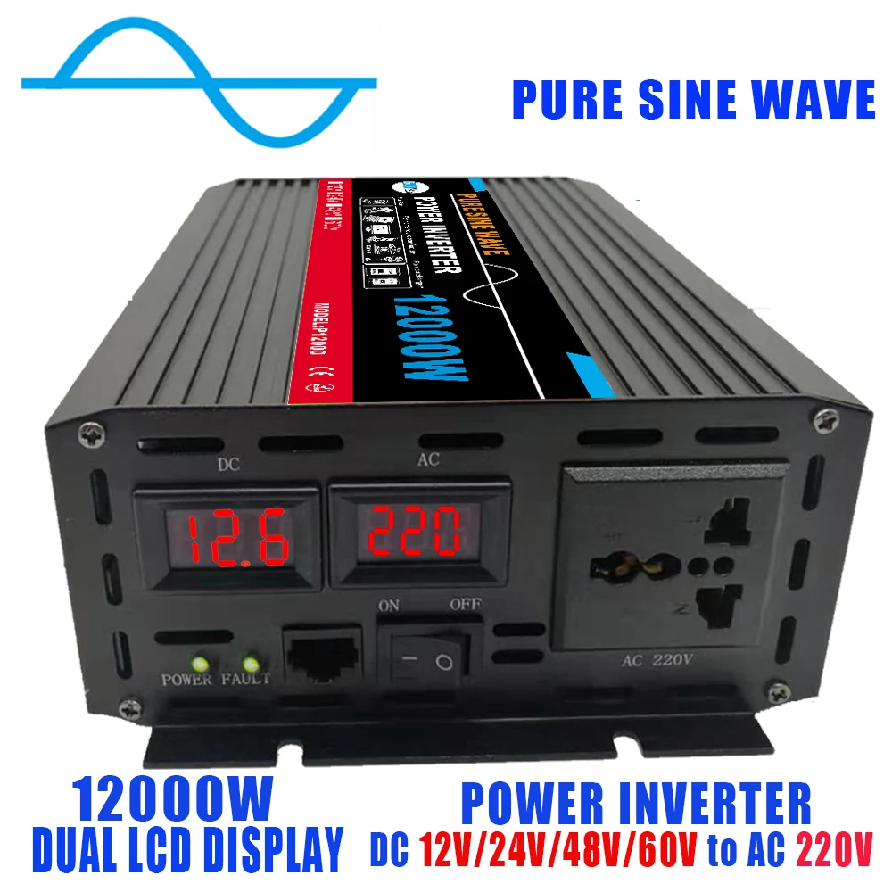 Auto Power Inverter 1200-12000W Peak Modified Sine Wave DC 12V To AC 110V BIN 