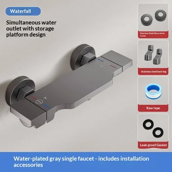 ก๊อกน้ำอ่างอาบน้ำแบบมีหัวฝักบัว 3 หัวจับ ทำจากทองเหลืองแท้ - วาล์วผสมน้ำร้อน/น้ำเย็น พร้อมชุดหัวฝักบัว อุปกรณ์ห้องน้ำทำจากทองเหลืองทั้งหมด 1
