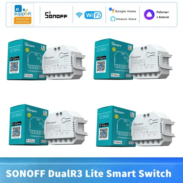 1-5PCS SONOFF DUAL R3 Lite Dual Relay Module DIY MINI Smart Switch 2-Way  Control Timing via eWeLink Alexa Google Smart Home - AliExpress