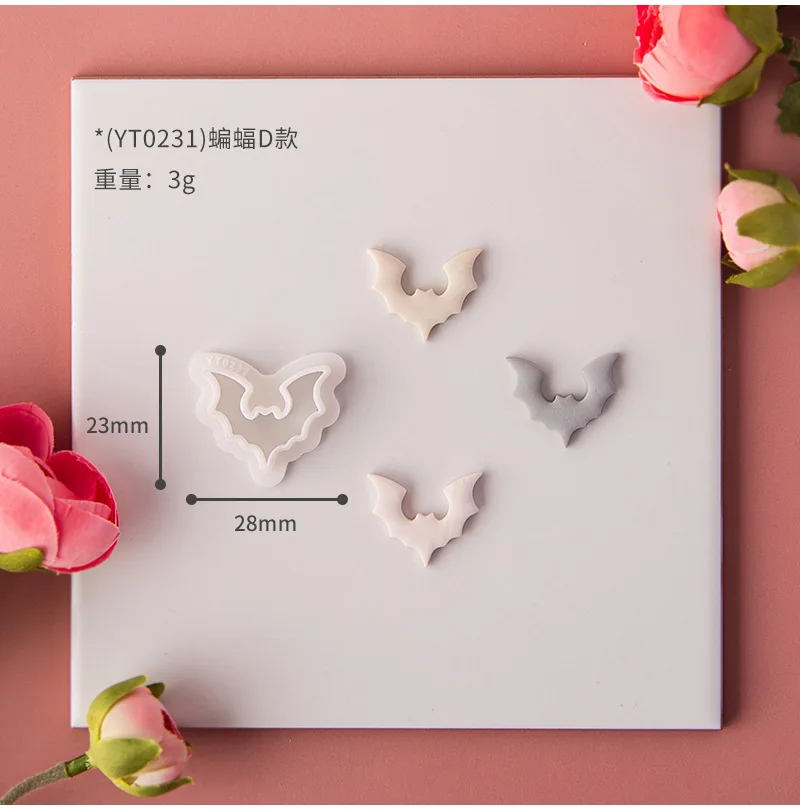 Description Picture 6 of itemHalloween Series Creative Mini Bat Shape Clay Cutting Molds Cutters For Making Soft Clay Earrings Jewelry Accessories DIY Gifts