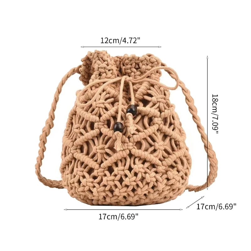 Womens Bucket Shoulder Bag Casual Bag Straw Summer Beach-Bag Ins