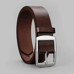 Luxury Men's PU Leather Belt with Metal Pin Buckle - High - Quality Designer Waist Strap - 127cm (Brown - 2)