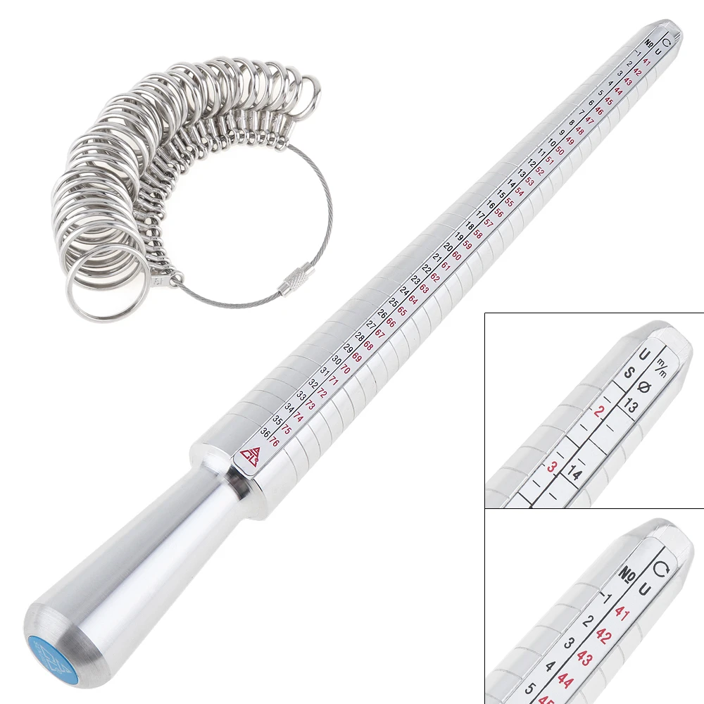 Ring Sizer Caliper Gauge Measuring Tool Mandrel Measure Kit 0 13mm