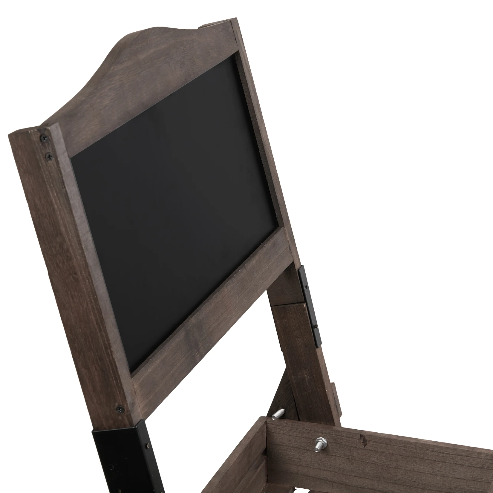 Free Standing Pavement Chalkboard Display Blackboard with 3-tier Plant Shelves Flower Rack for Outdoor Garden Advertisements
