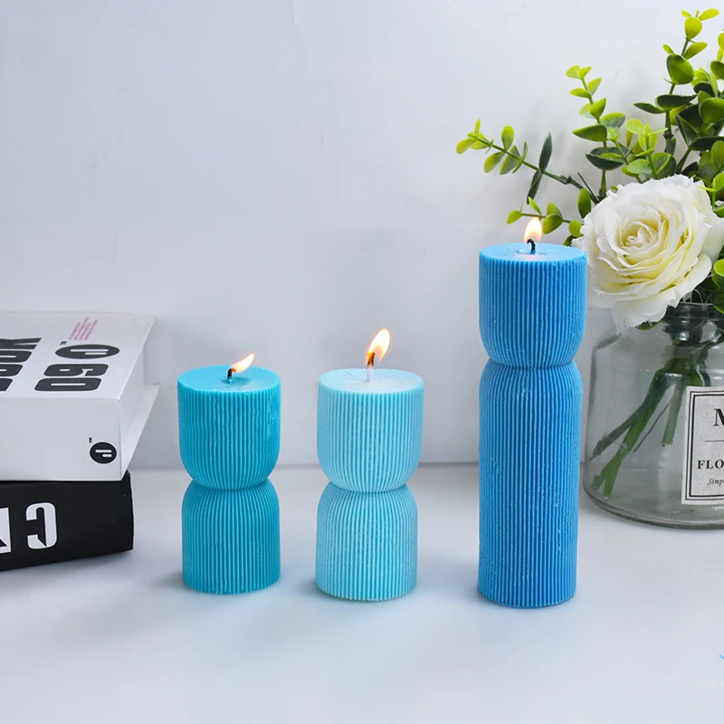 Tanio DIY nowy cylindryczny wysoki Twirl świeca pieńkowa formy żebrowane sklep