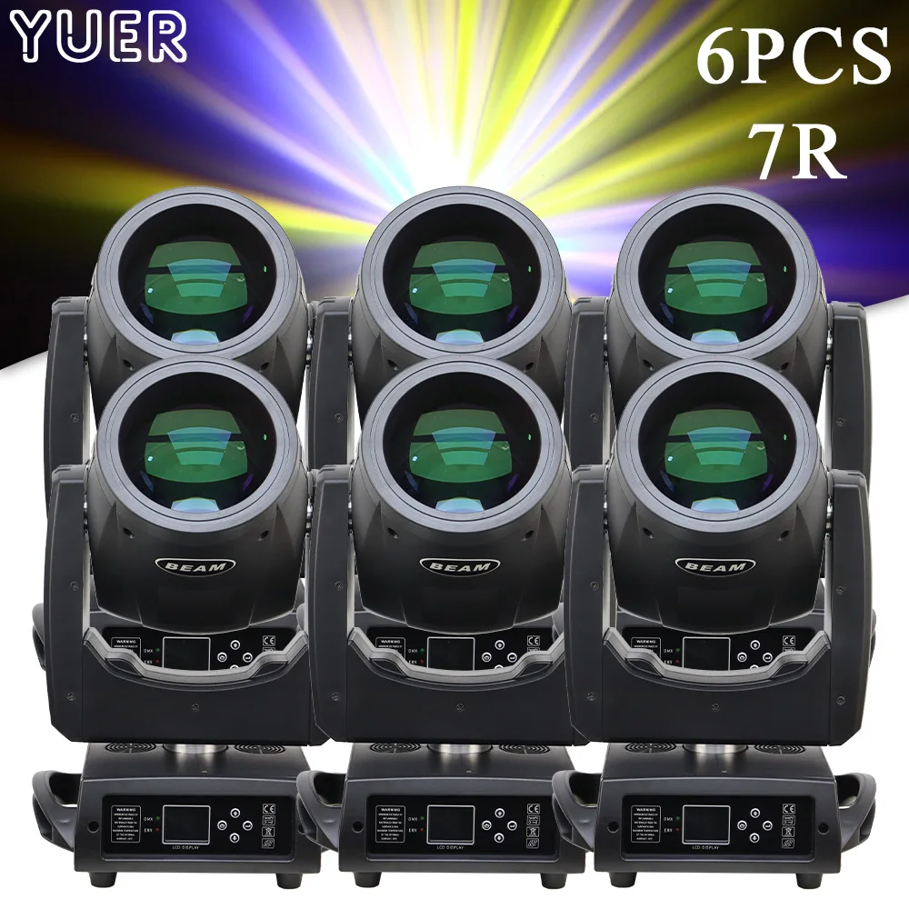 

6PCS/Lot MINI 7R 230 Beam Zoom Spot Moving Head Rainbow Effect DJ Bar Disco DMX512 17 Gobos 14 Colors Wedding Stage Lighting