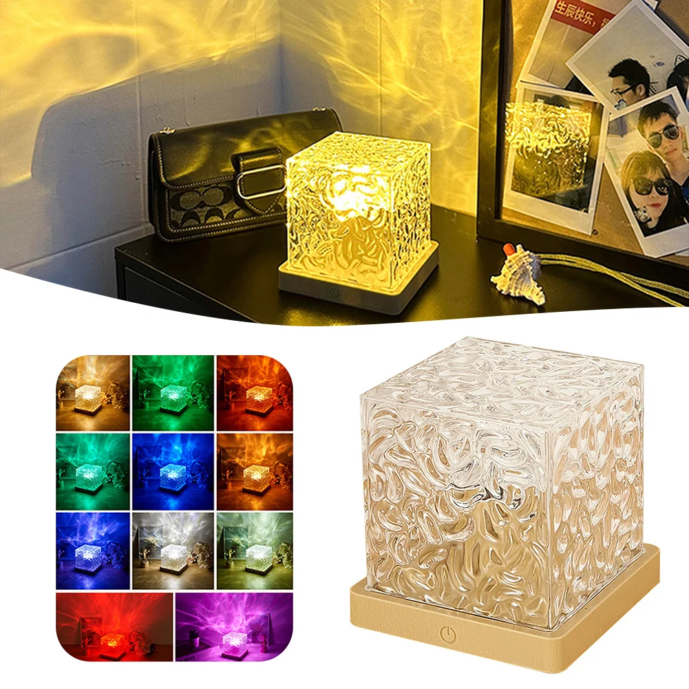 Rotating Night Light Water Waves Dynamics Projection Atmosphere Lamp Personalized Stylish Crafts Decor For Home Starry Sky Lamp 5v starry sky light projection lamp usb remote voice control atmosphere aurora water pattern laser light for bedroom decoration