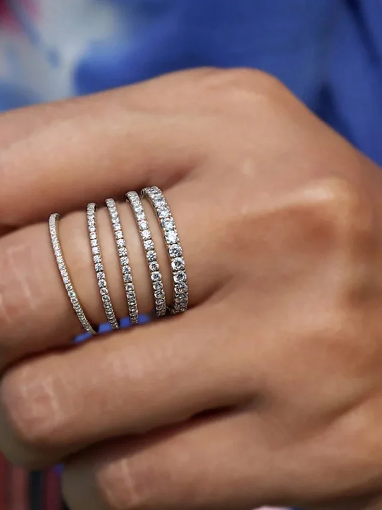 925 Sterling Silber Modischer 1,4 mm 1,6 mm 1,8 mm Vollzirkon-Ring für Frauen, Verlobung, Hochzeit, luxuriöser, hochwertiger edler Schmuck – Detail 7
