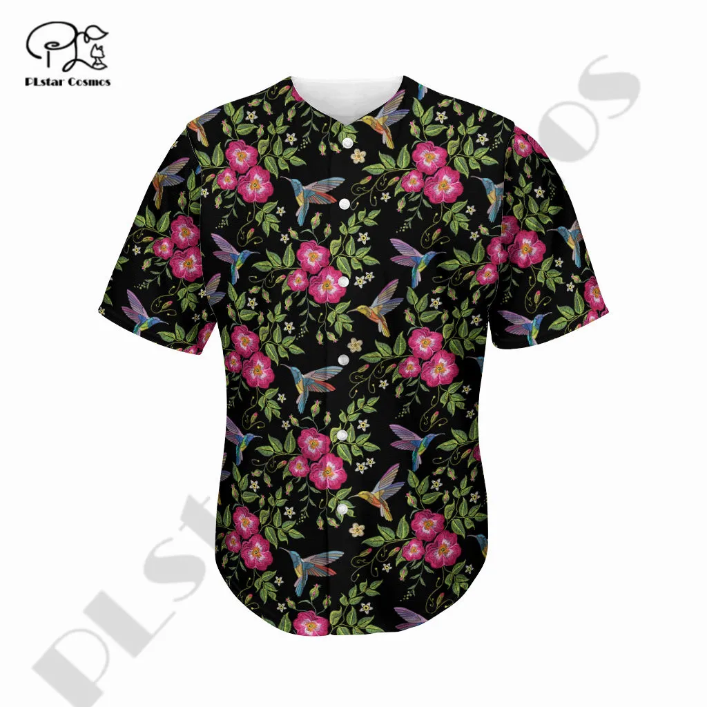 Newest 3Dprinted Flower Frangipani Pattern Art Baseball Jersey Shirt Casual Unique Unisex Funny Sport Summer Streewear Style-1