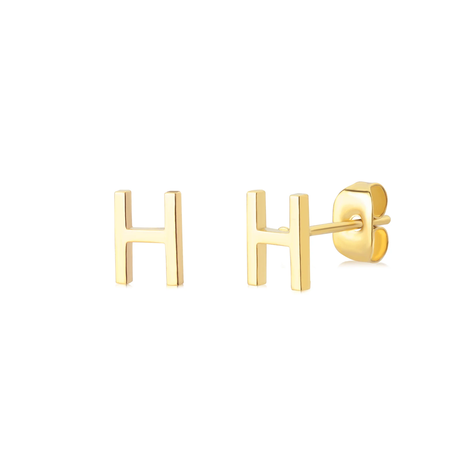 Orecchini A Bottone Iniziali 7,8 Mm In Acciaio Inossidabile 316L - Ipoallergenici, Senza Nichel - Disponibili In Oro, Argento E Nero