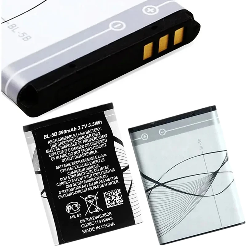 3.7V 890mAh BL-5B Batterie Al Litio per Nokia 5300 5320 5500 N80 N90 7360 3230 5070 3220 6120c Cellulare Bl5b - immagine 4