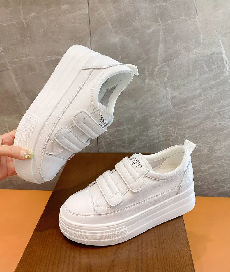 Women's 5cm Leather Wedge Sneakers - true deals club