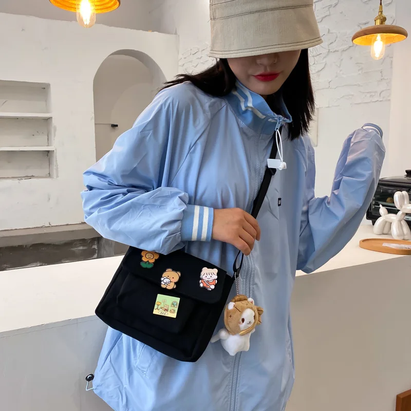 Cute Canvas Small Bag Female Japanese Harajuku Diagonal Bag Wild Student Girl Shoulder Bags for Women canvas bag women messenger bag