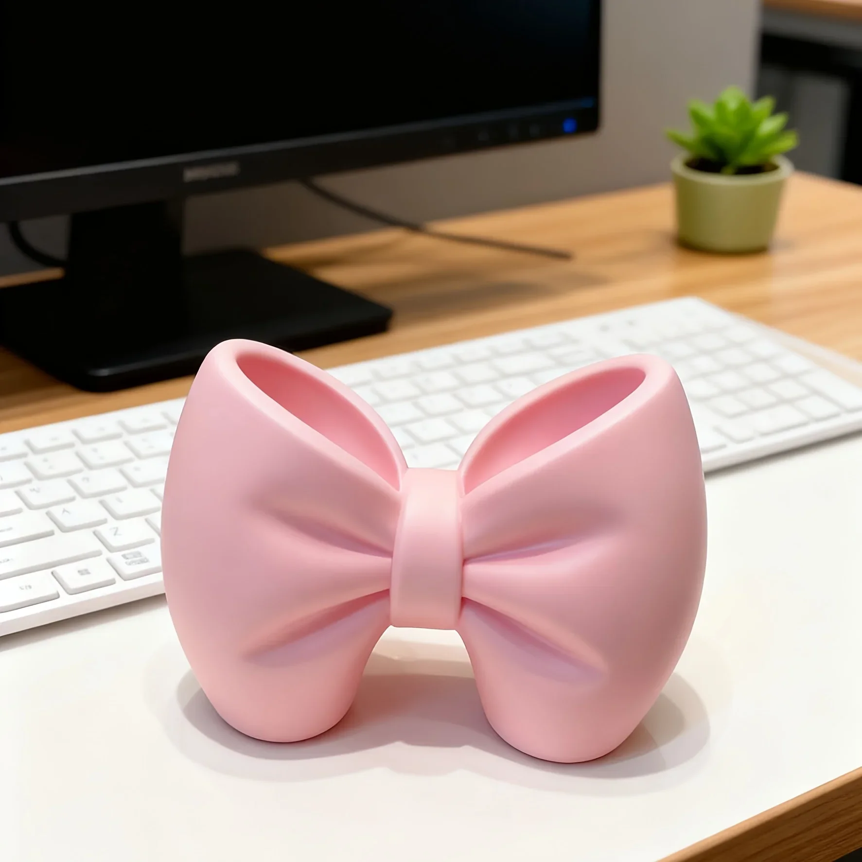 Neuer, kreativer Stift- und Zahnbürstenhalter in Schleifenform | Kunststoff, flauschig, ideal für Schlafzimmer und Badezimmer_voghion.com
