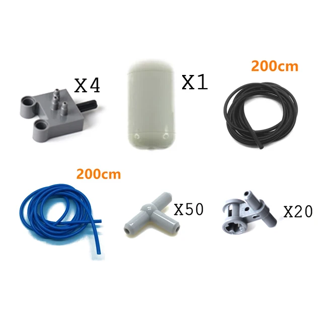 Parti tecniche K pneumatico fai da te con pompa dell'aria Interruttore dell'asta di spinta Pistone Tubo dell'aria Pompa pneumatica MOC Blocchi Mattoni 47225 19476  26