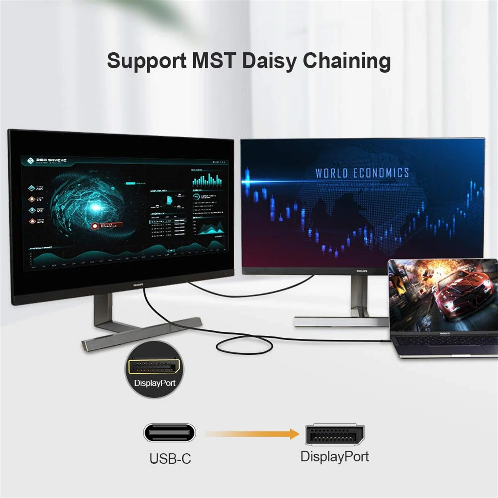 맥북 프로 삼성 S21 화웨이용 디스플레이 포트 케이블 DP USB C 3.1, 디스플레이 포트 1.4 케이블, 썬더볼트 3 에서 8K DP