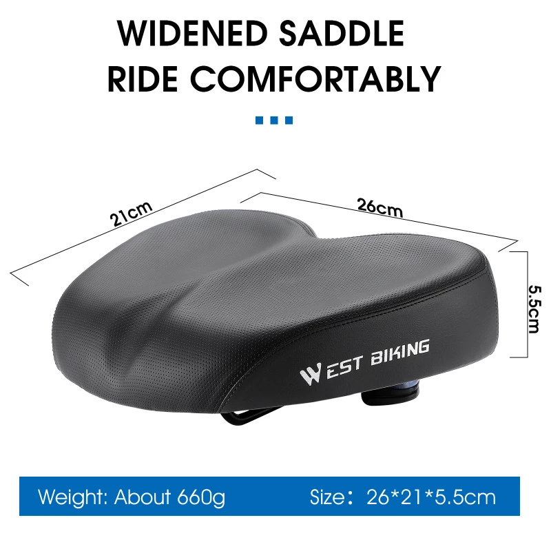 Selle De Vélo Wantao Confortable - Tissu épais, Rembourrage Souple - Pour VTT, Vélo De Route - Taille 275x140mm