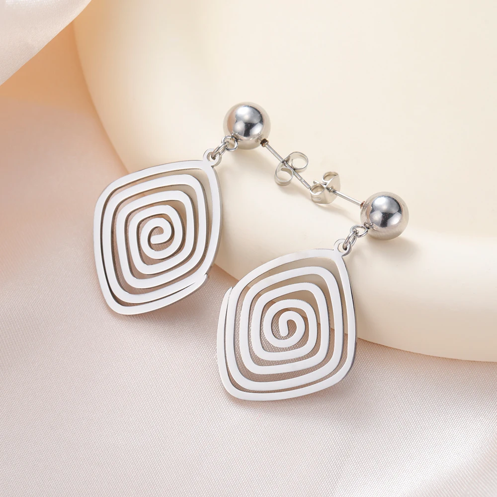 Dawapara Geometrische Spirale Ohrringe Cho Ku Rei Swirl Akasha Göttin Symbol Anhänger Edelstahl Schmuck – Detail 20