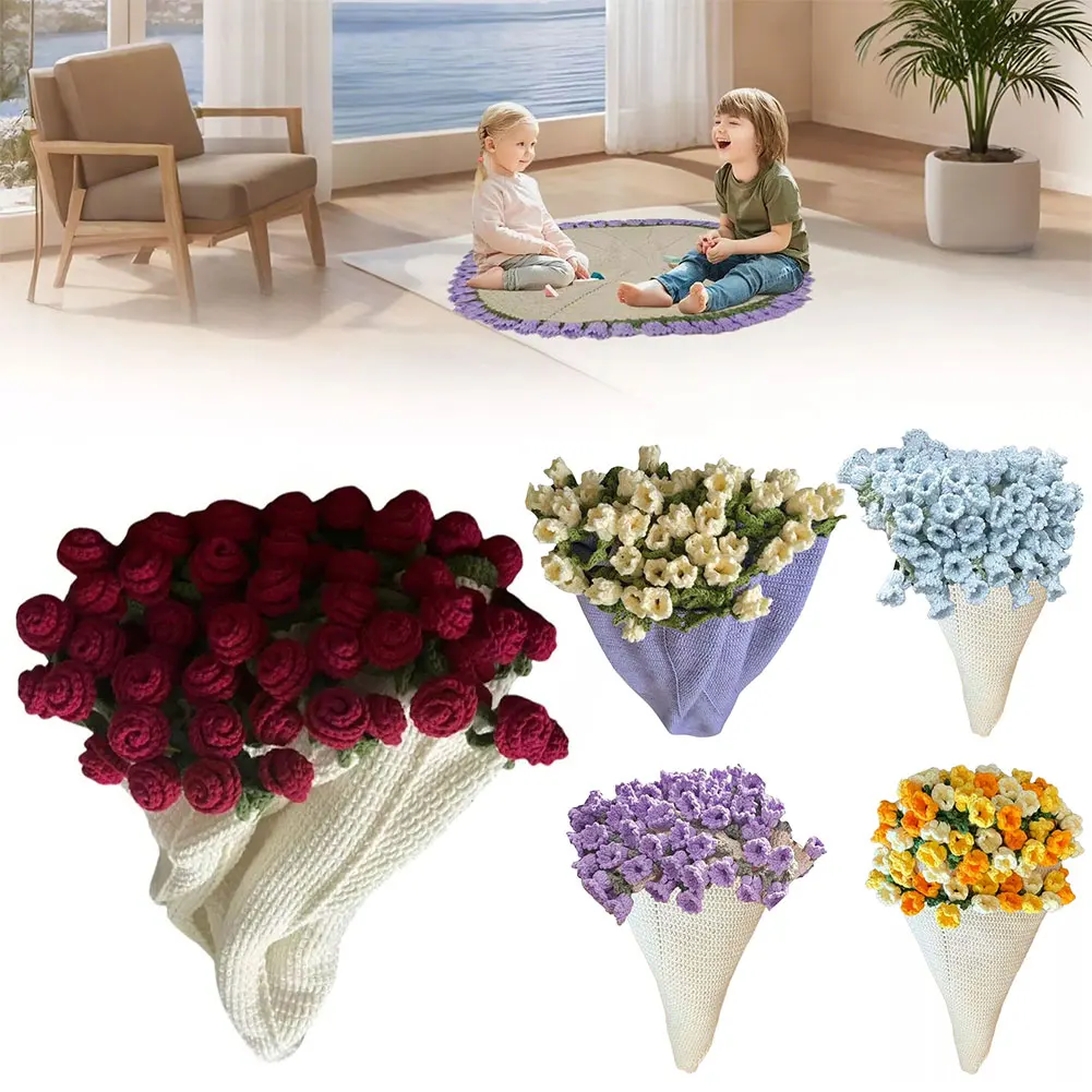 Flower Bouquet Blanket DIY Crocheted Blanket Crochet Flower Blanket Birthday Mothers Day Gifts Soft Knitted Throw Blanket