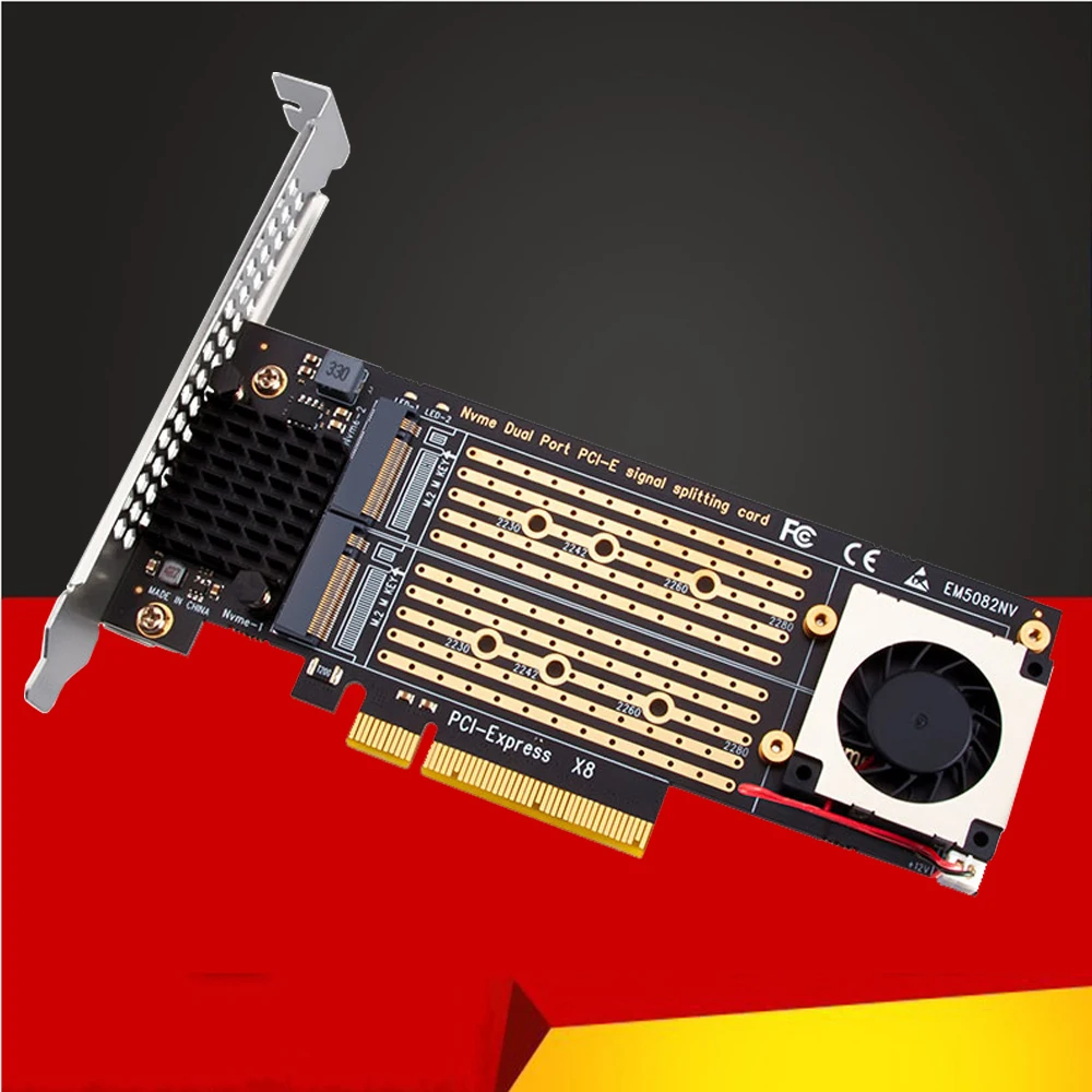 New Pcie To M2 Adapter Card Pcie X8 2 Port M2 Nvme M Key Ssd Converter M.2 Pci Express X8 Adapter Vroc Raid Expansion Card Riser