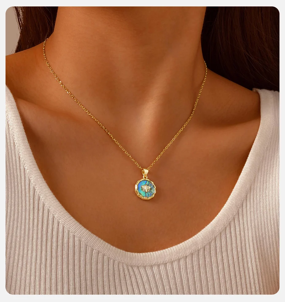 Vnox Mehrere Runde Herz Quadrat Wasser Tropfen Kleine Anhänger Halskette Für Frauen Metall 45/50/55 cm Kette mode Schmuck – Detail 7
