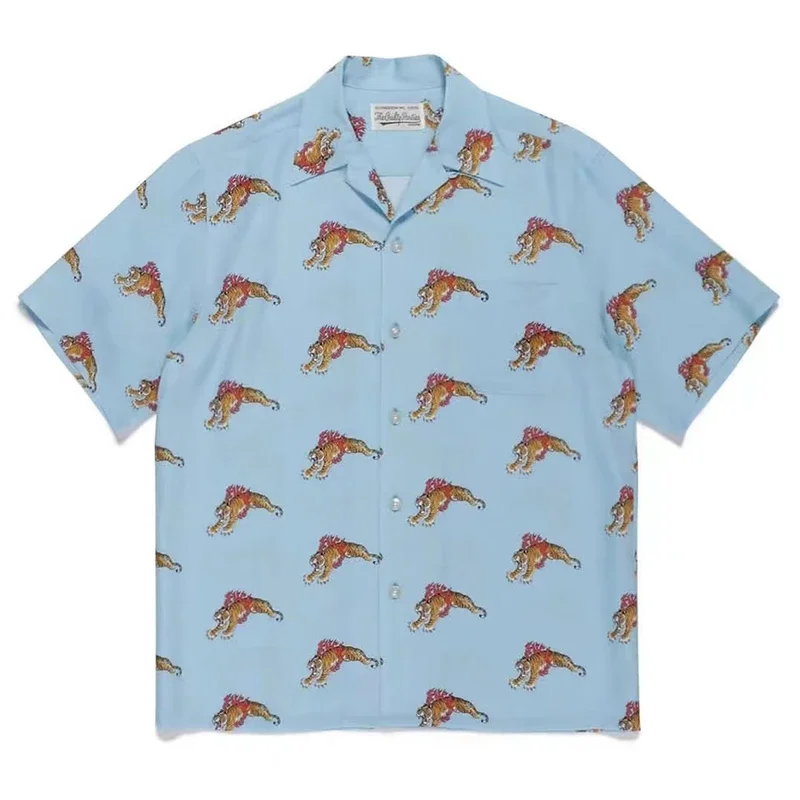 

Гавайская пляжная рубашка WACKO MARIA с принтом тигра, мужская и женская рубашка оверсайз лучшего качества в стиле хип-хоп