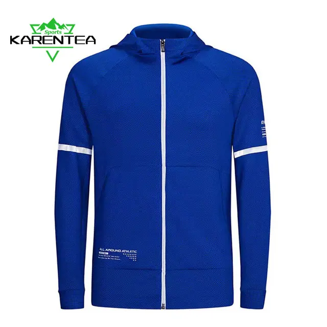 Karentea veste de course hommes à capuche sport Jogging vêtements de sport réfléchissants en plein air unisexe femmes salle de sport respirant manteau bleu violet marine 1