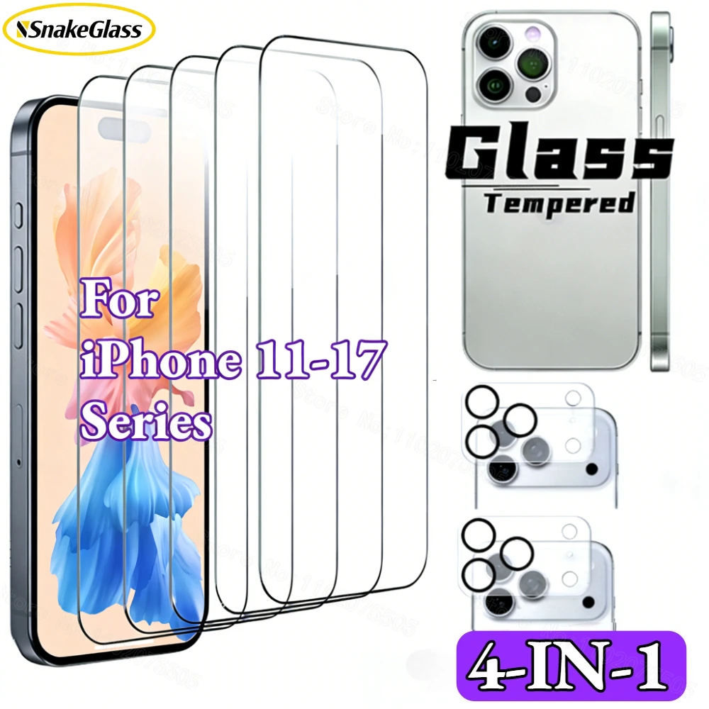 Protection d'écran en verre haute définition 4-en-1 pour caméra iPhone 17 Pro Max, compatible avec iPhone 17 Pro Max, 17e, 16e, 16, 15, 14, 13, 12, 11 Pro Max