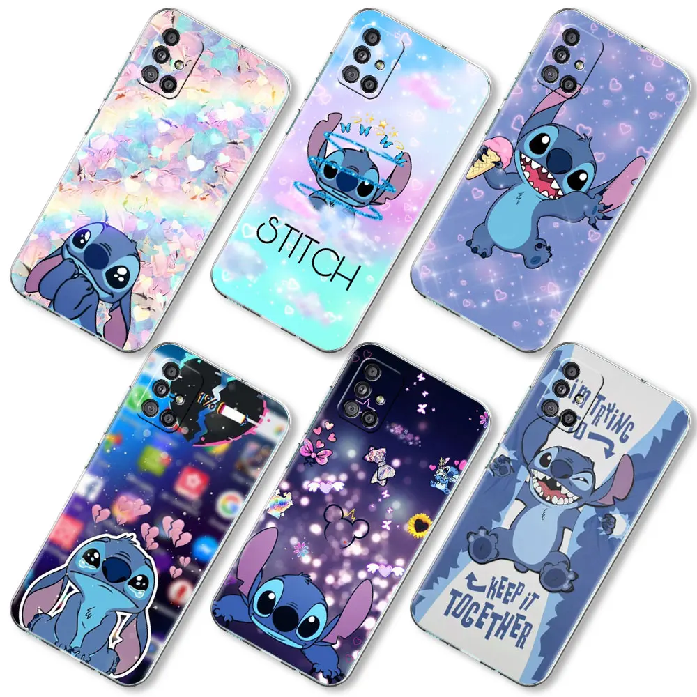 Custodia Per Cartoni Animati Kawai Stitch Per Samsung Galaxy A52 A12 A51 A72 A54 A14 5G Cover Per Telefono Trasparente A70 A50 A32 4G A21S Tpu Coque