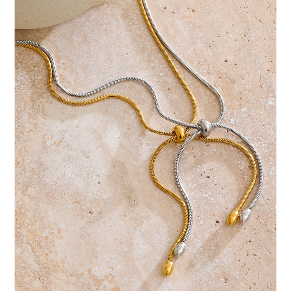Yhpup 60cm Stainless Steel Knot Chain Necklace for Women