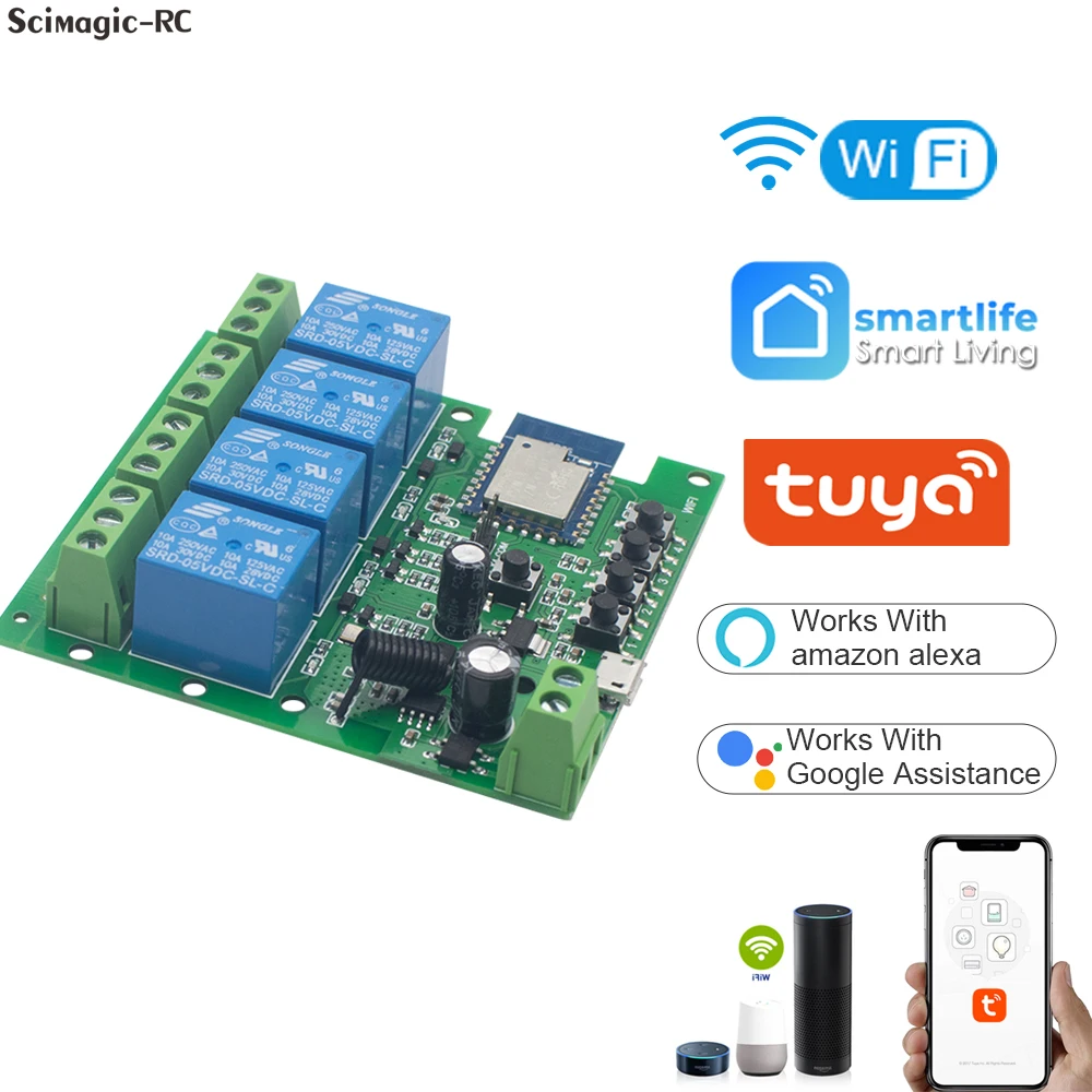 Tuya Relais Wifi Smart Switch Module 4CH 7-32/110-220V Smart Life APP Afstandsbediening Voor Smart Home Werk Met Alexa Google Home Tuya Relais Wifi Smart Switch Module 4CH 7-32/110-220V Smart Life APP Afstandsbediening Voor Smart Home Werk Met Alexa Google Home