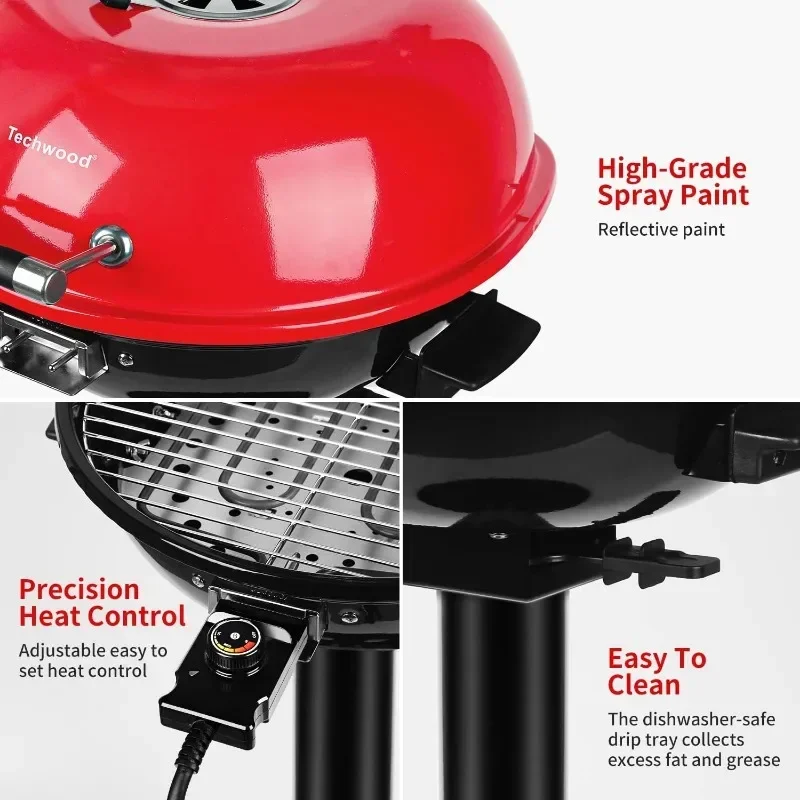 Electric BBQ Grill Techwood 15-Serving Indoor/Outdoor Electric Grill for Indoor & Outdoor Use, Double Layer Design 4