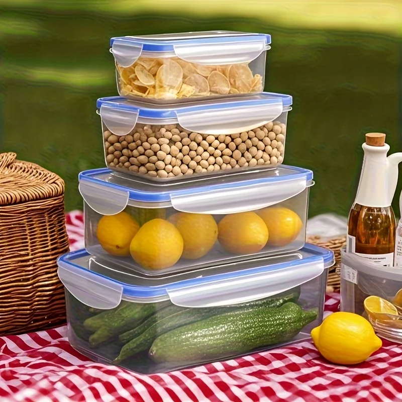 مجموعة مكونة من 4 قطع من حاويات تخزين الطعام، متوفرة بأحجام متعددة مناسبة للفواكه والخضروات والمعكرونة والوجبات الخفيفة واللحوم