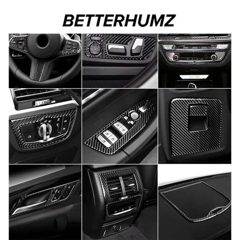 BMW X3 G01 G08 X4 G02 차량용 카본 파이버 실내 센터 콘솔 CD 스티어링 휠 도어 패널 트림 스티커 튜닝 액세서리