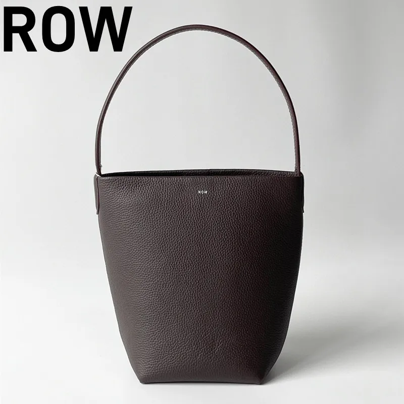 ROW 2024 Women's Genuine Leather Bucket Bag with Minimalist Top Quality Handheld Highest Version