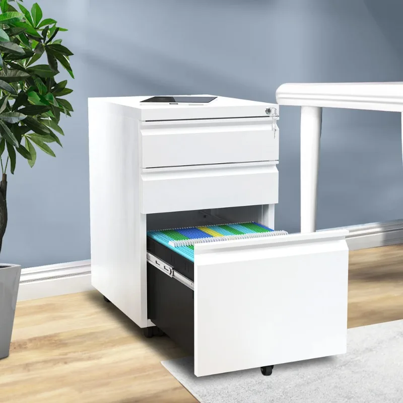 

Mobile Filing Cabinet with Wheels, White Dextrus Fully Assembled 3-Drawer Letter/Legal/A4 Size