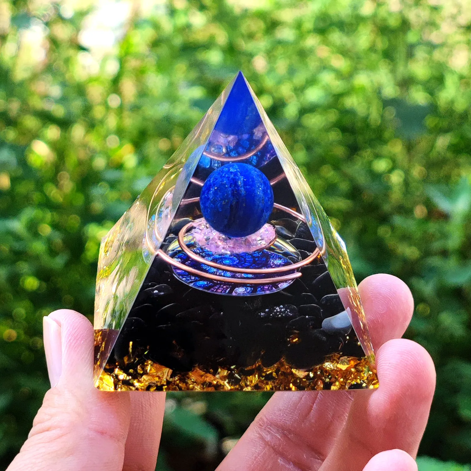 Exquisite Simple Home Decor Crafts Car Ornaments Orgonite Pyramid Crystal Ball Crushed Stone Pyramid Resin Office Ornaments Gift nature stone nature crystal 1 pieces of exquisite grape agate stone ornaments are very beautiful and unique send the base