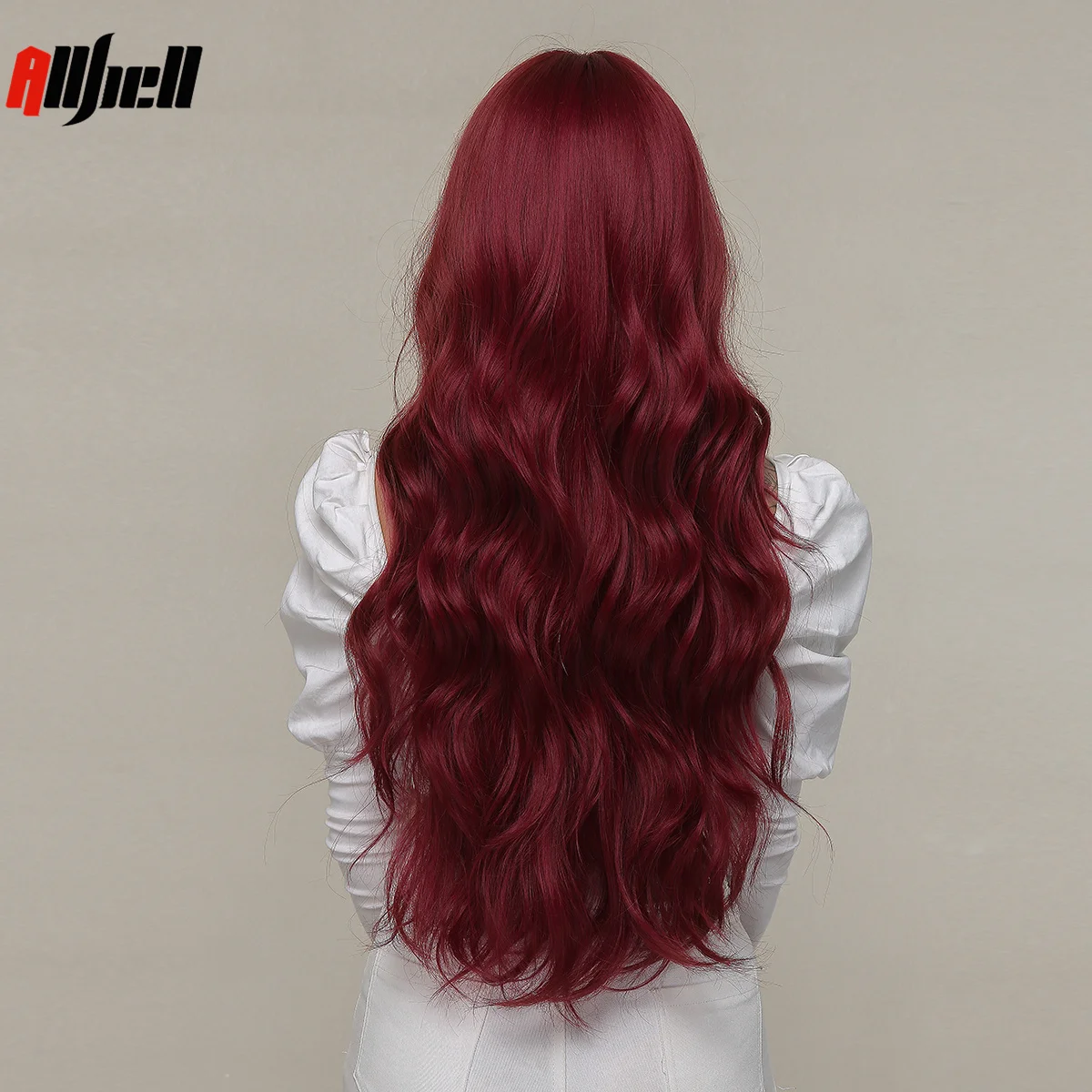 Long Wavy Wine Red Synthetic Wigs Natural Wave Afro Wigs With Bangs for Black Women Cosplay Costume Wig Heat Resistant Fiber synthetic wig