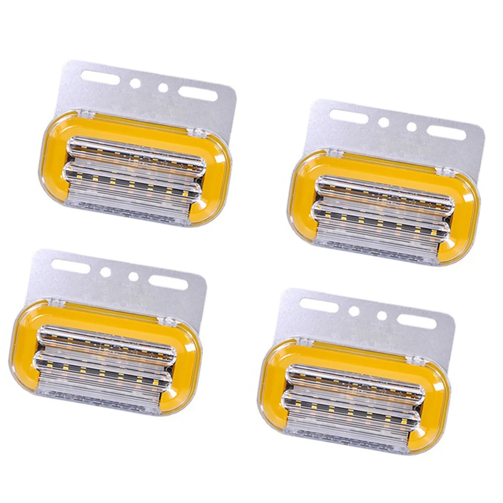 

4Pcs 24V LED Truck Clearance Lights Trailer Side Marker Lights Position Lighting Dynamic Turn Signal Yellow White Car Universal