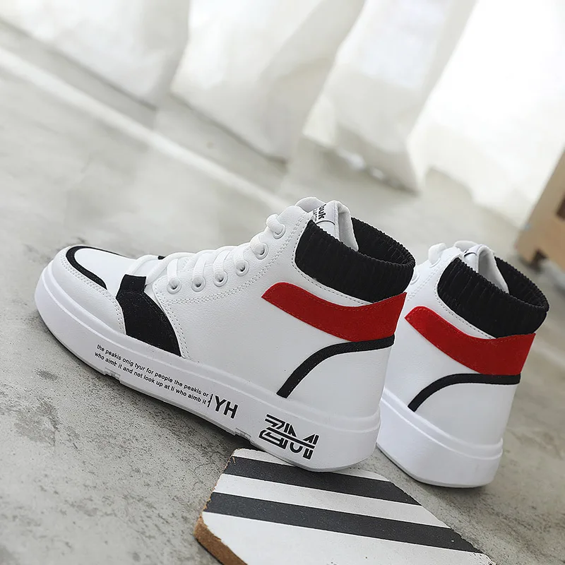 

2022high top casual shoes women autumn flat bottom leather all-match women's white shoes women's shoes leather sneakers