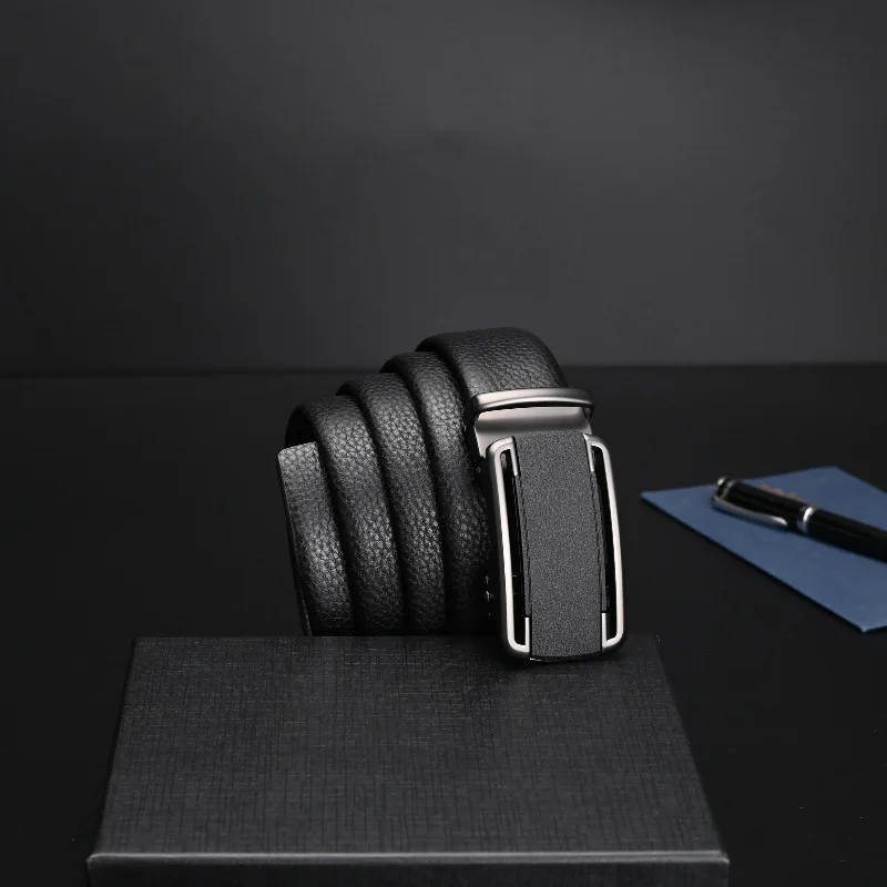 

Male Belts Automatic Alloy Buckle Business Casual Men Waist Strap Fashion Cow Genuine Leather Belt Free Shipping