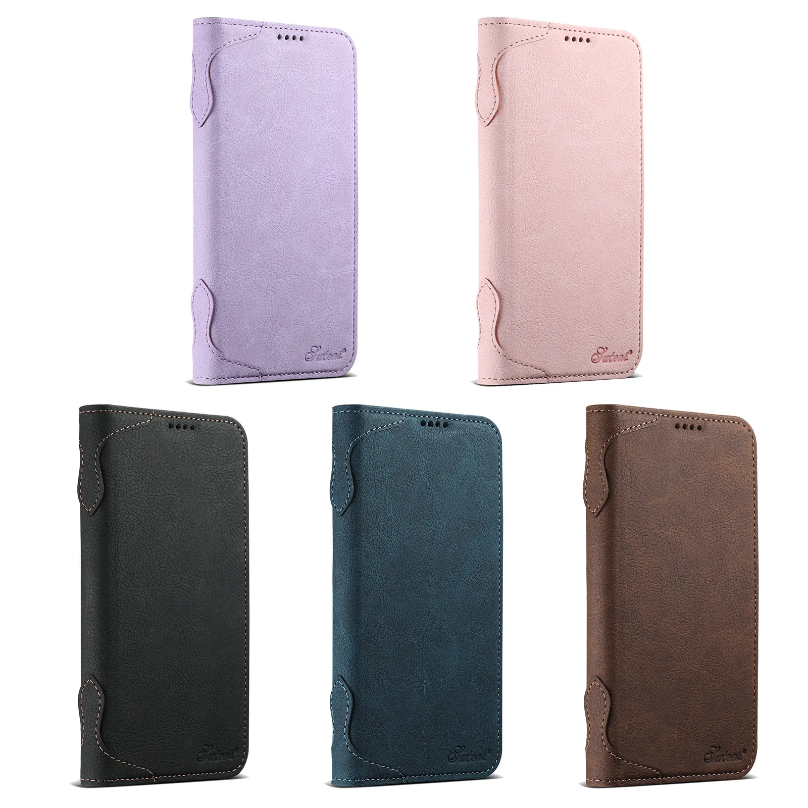 Classic Wallet Flip Genuine Leather Case For Iphone 15 14 Plus 13 12 Pro Max Magnetic Book Flip Phone Cover Bag For Magsafe