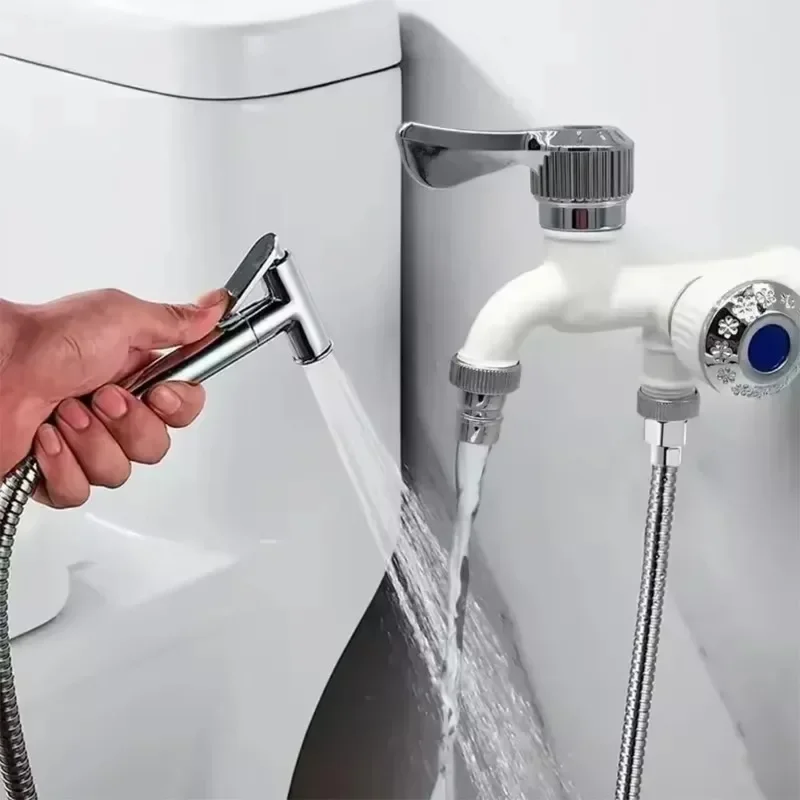 Water Faucet 2 in 1 Dual Head Spout Laundry Washing Tap Wall Mount Outdoor Garden Washing Machine Taps